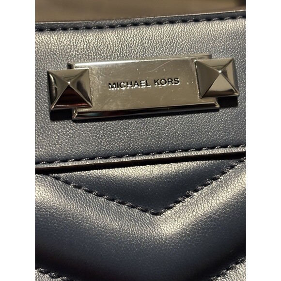 Michael Kors Blue Quilted Whitney Tote Shoulder Bag Chain And Leather Strap New - Picture 3 of 13